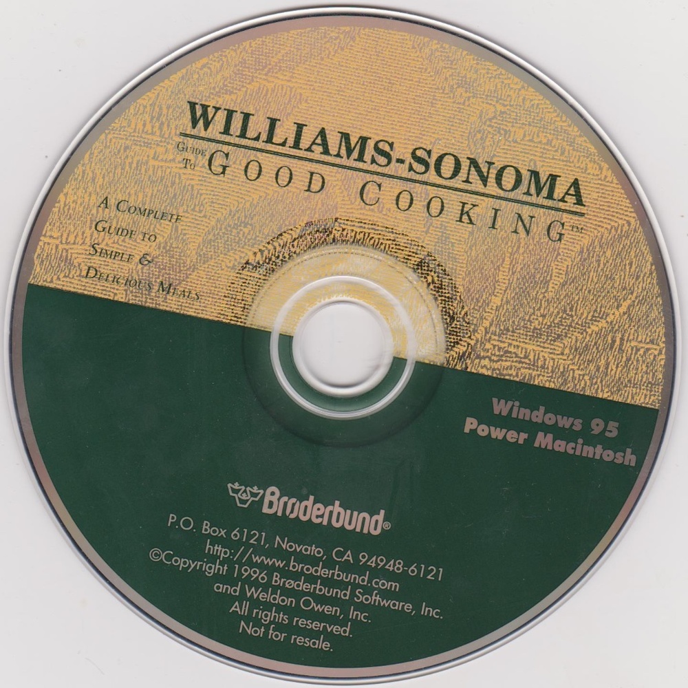 WILLIAMS-SONOMA - GUIDE TO GOOD COOKING - CD FOR WINDOWS 95 & POWER MACINTOSH